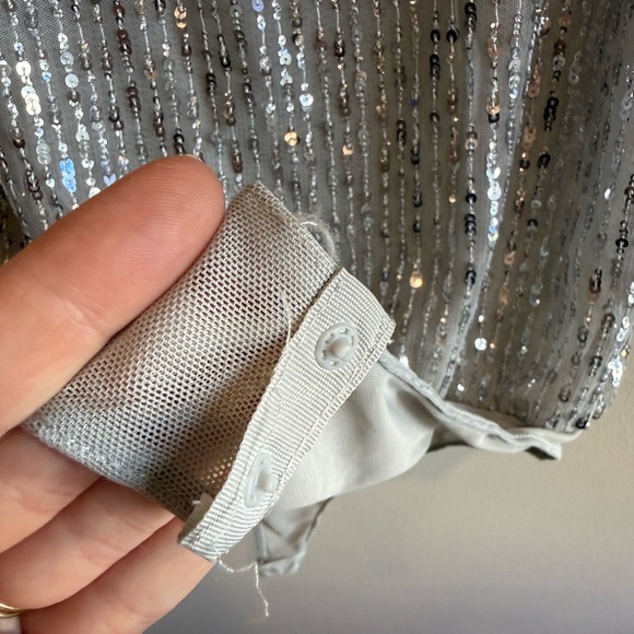 Zara Metallic Silver Sequin Bodysuit - Picture 5 of 5